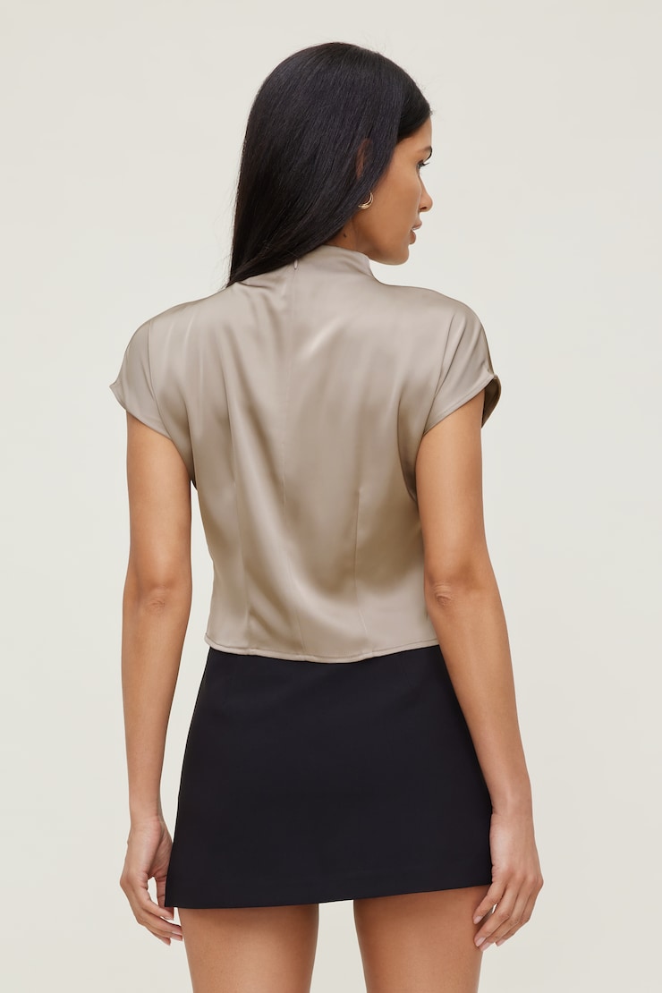 Ella Layered Satin Blouse Pebblestone Beige large