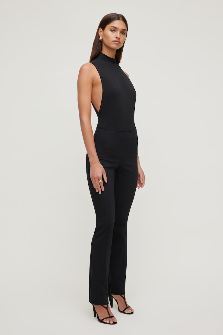 High Rise Slim Bootcut Pants Jet Black large