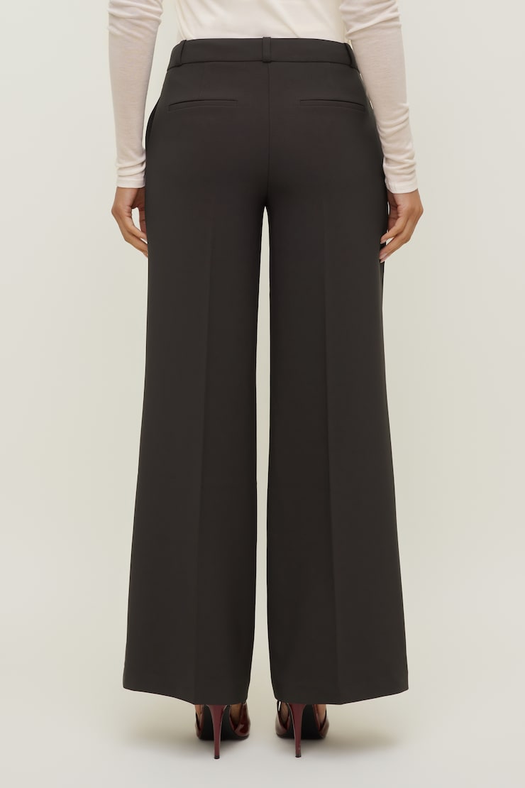 Crepe High Rise Wide Leg Pants