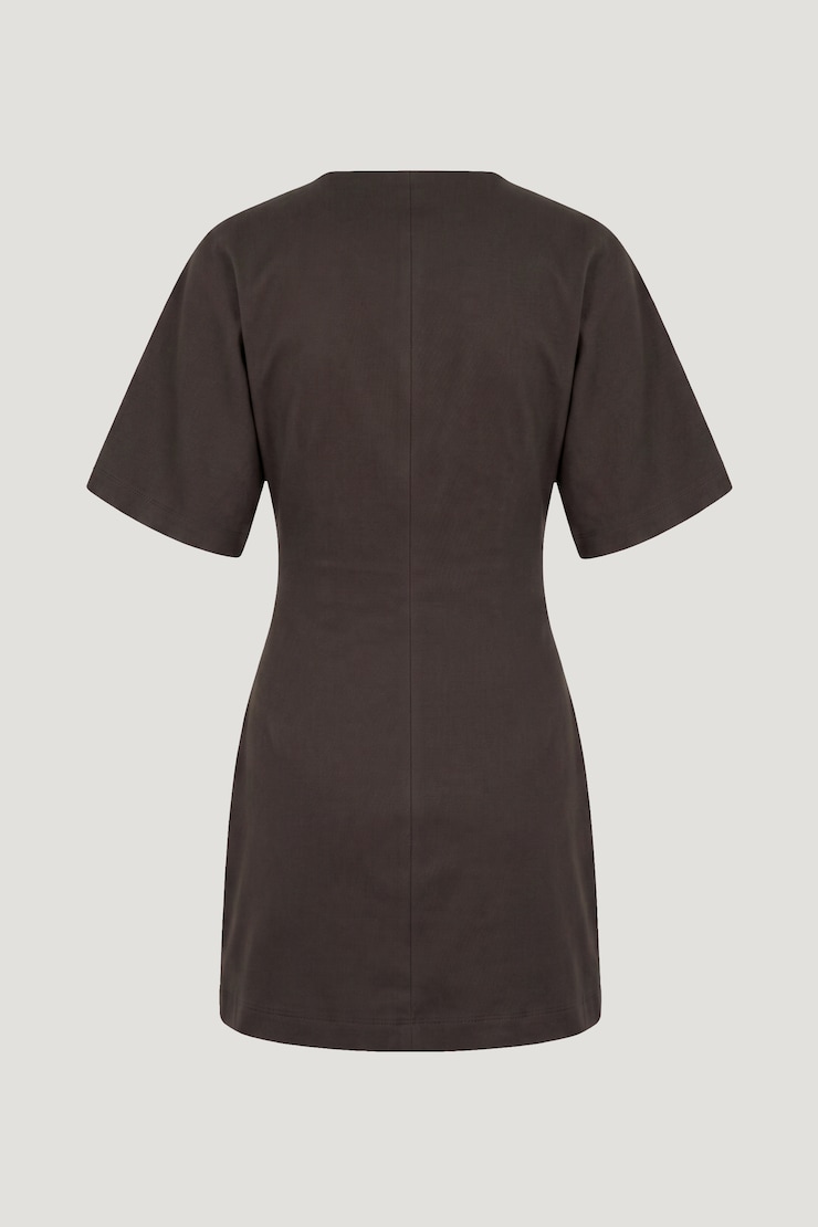 Andrea Cotton Mini Dress Java Brown large