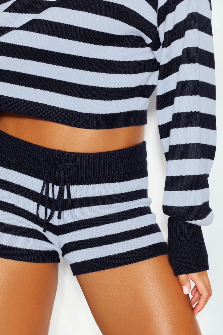 Short en tricot, Marine coquine/Rayures flirt bleu, large
