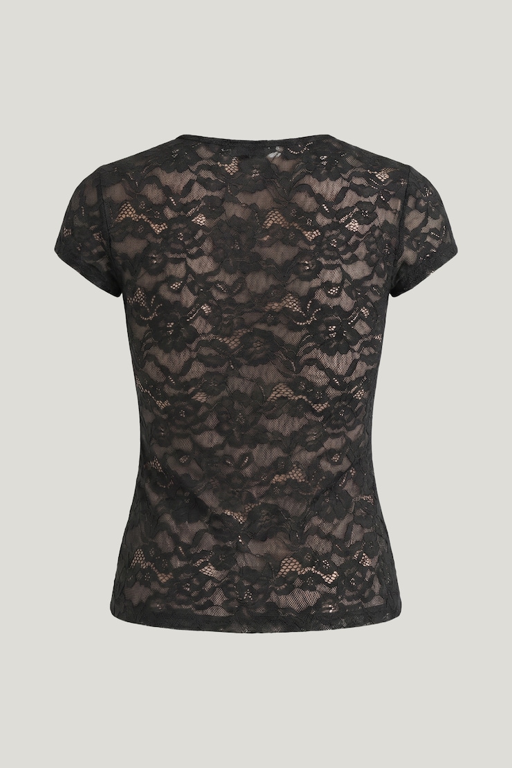 Lace Crewneck Top Jet Black large