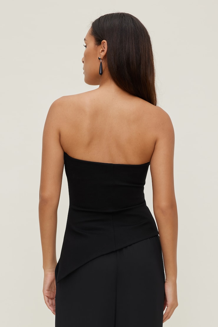 Asymmetric Ponte Tube Top Jet Black large