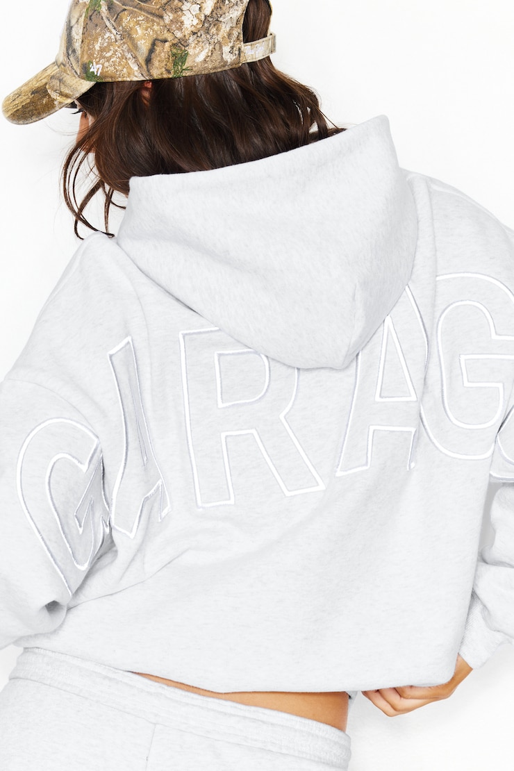 UltraFleece Hoodie, Spring Grey Mix with Large GARAGE Logo, large