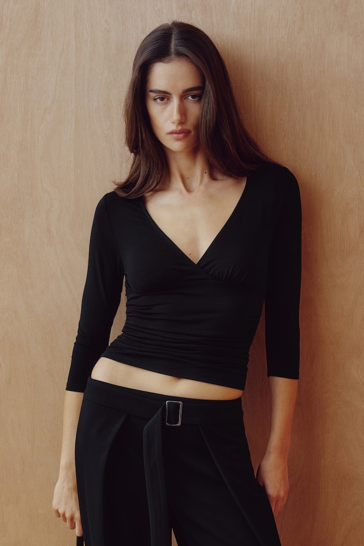 Morgan Plunge 3/4 Sleeve Top