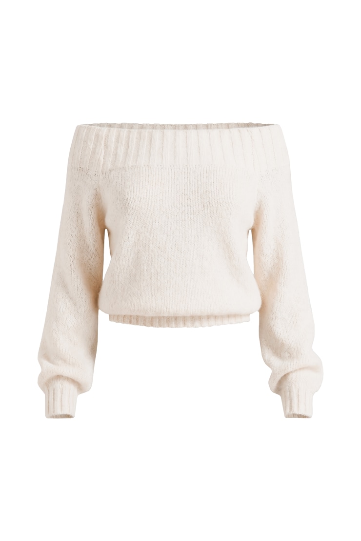 Chandail à épaules dégagées, Douce crème blanc cassé, large