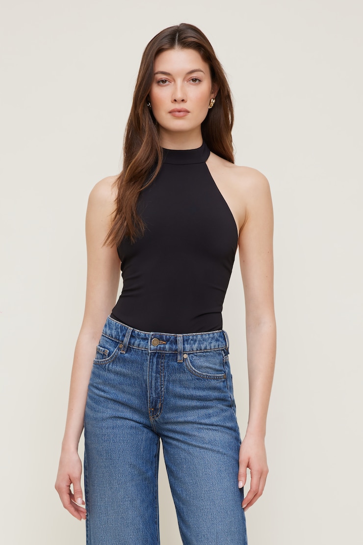 Sculpt Halter Neck Bodysuit Black | Dynamite