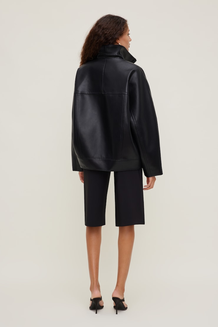 Cocoon Faux Leather Jacket Jet Black large