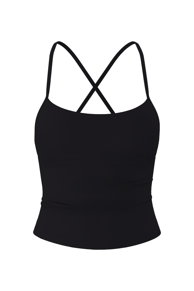 Sleek Underbust Crossback Cami Top, Jet Black, large