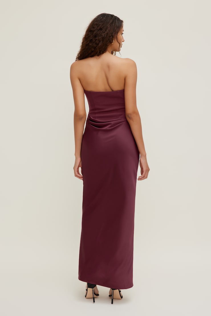 Blaire Corset Maxi Dress Maroon Banner large