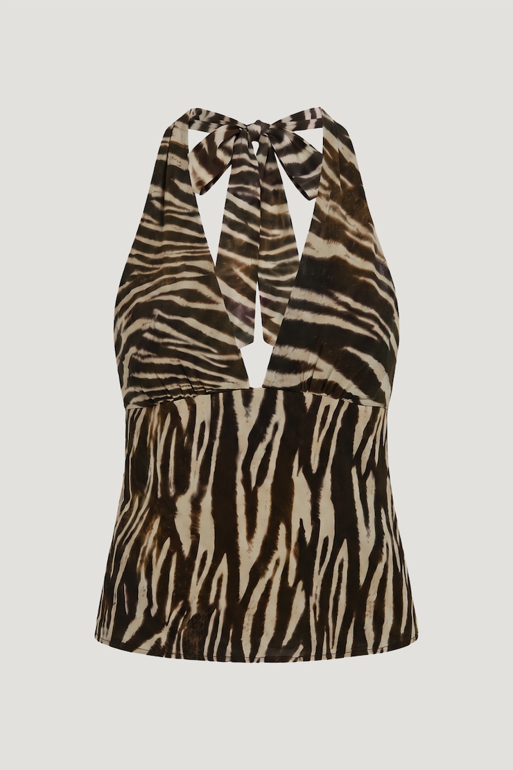 Vea Georgette Halter Top Zebra Brown large