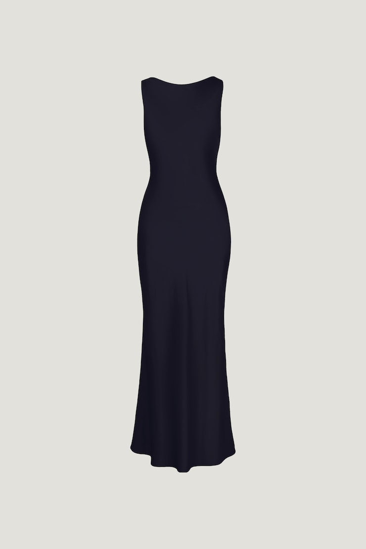Nora Satin Maxi Slip Dress Deep Well Navy large