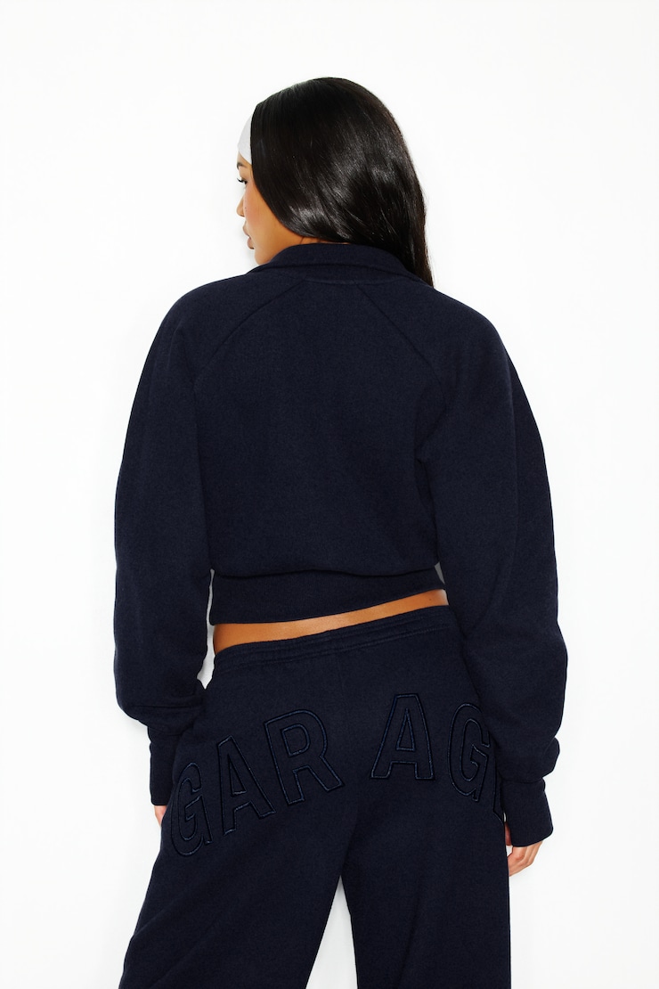 Sweatshirt UltraFleece à demi-fermeture éclair et col cheminée, Marine coquine, large