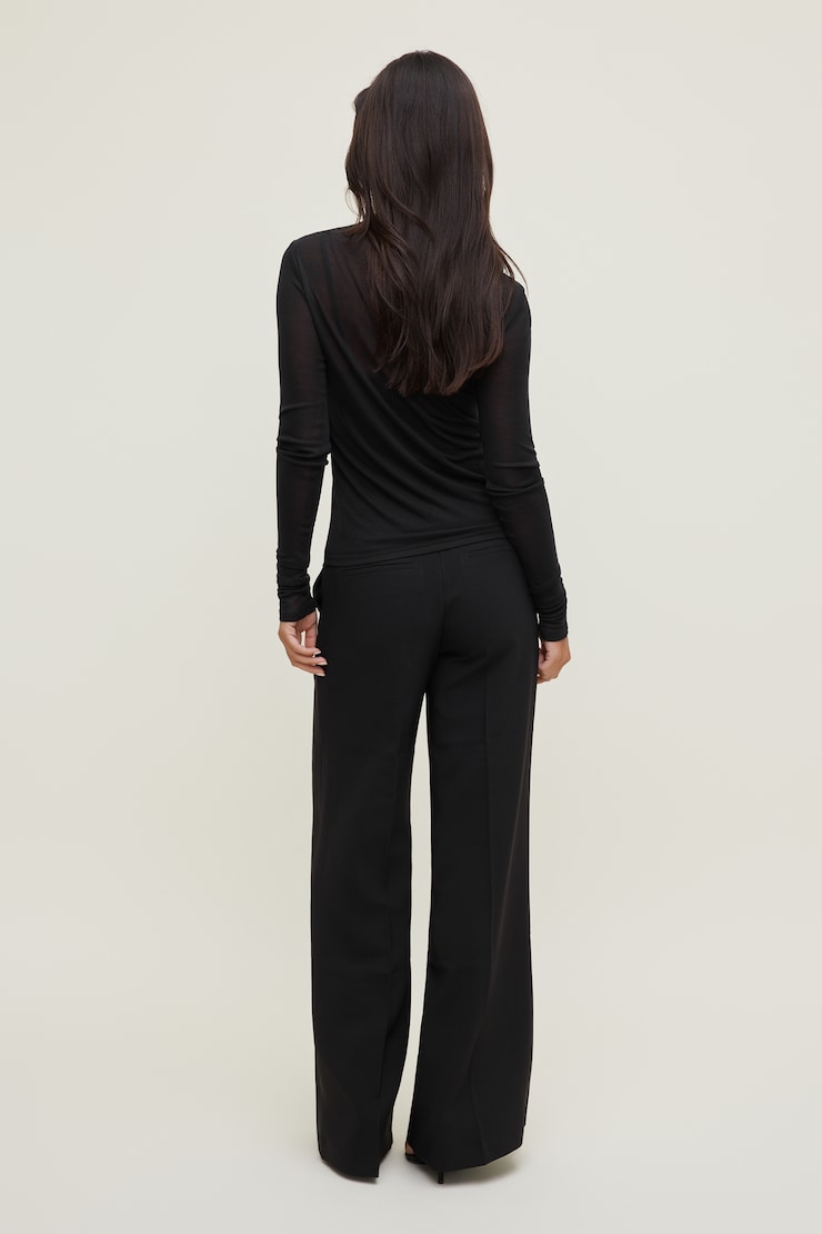 Crepe High Rise Wide Leg Pants