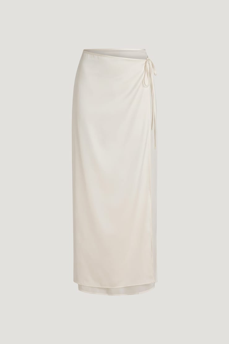 Satin Wrap Maxi Skirt Sea Salt Cream large