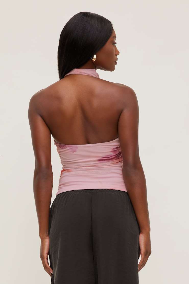 Bry Mesh Halter Top Floral Abstract Pink large