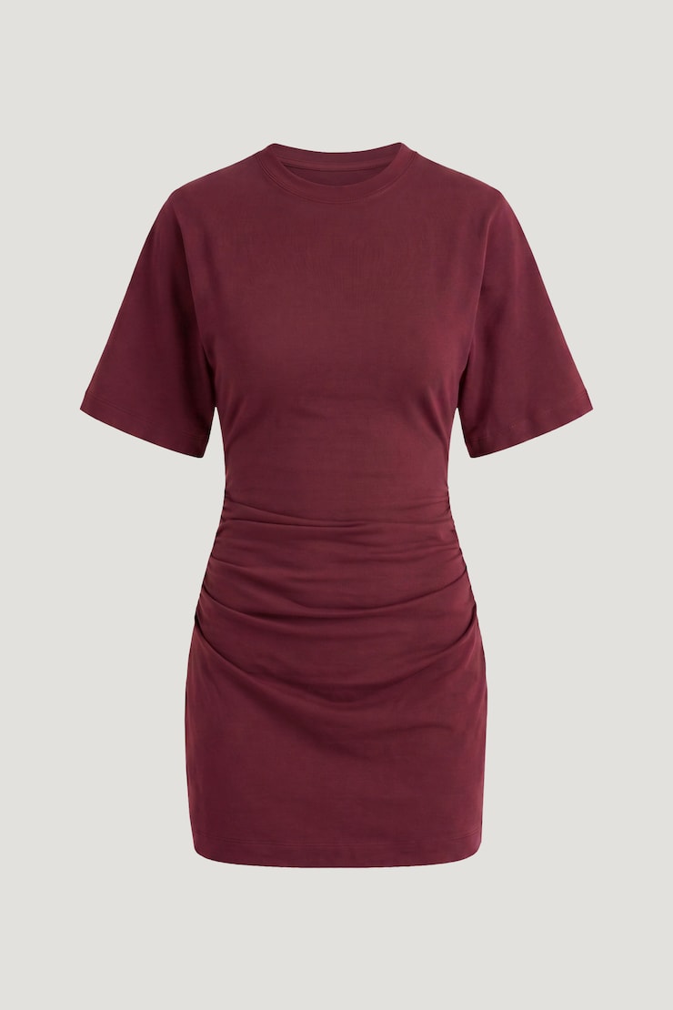 Andrea Cotton Mini Dress Maroon Banner large
