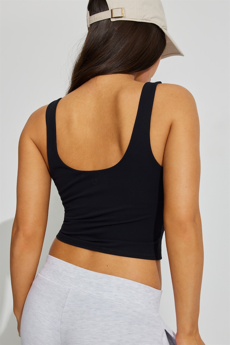 Active Open Neck Tank Top, Jet Black, large