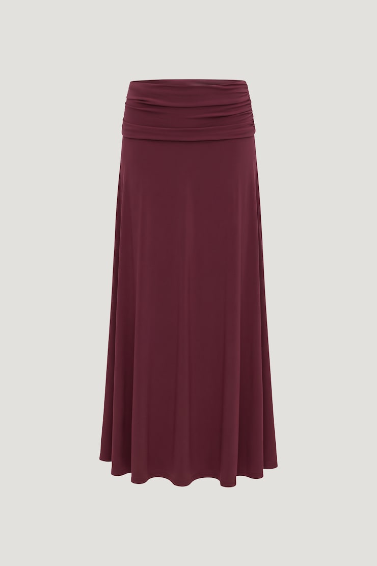 Sculpt Foldover Maxi Skirt Maroon Banner large