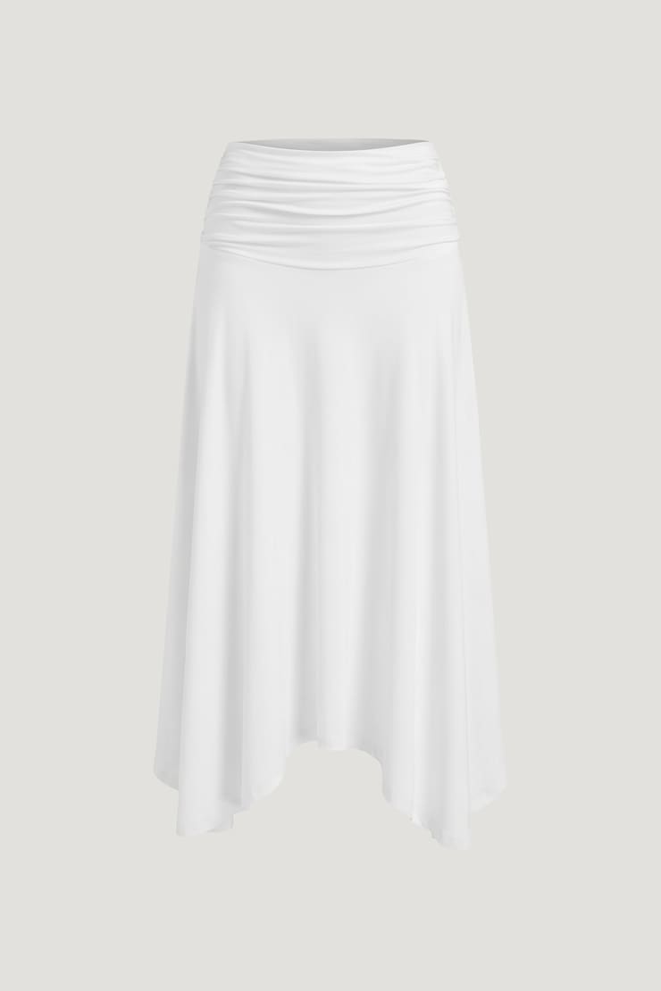 Jupe midi asymétrique sculptante Blanc éclatant large