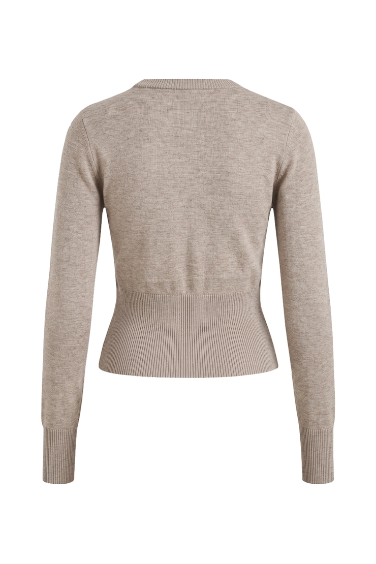 Clean Cinch Waist Cardigan, Warm Taupe Melange, large
