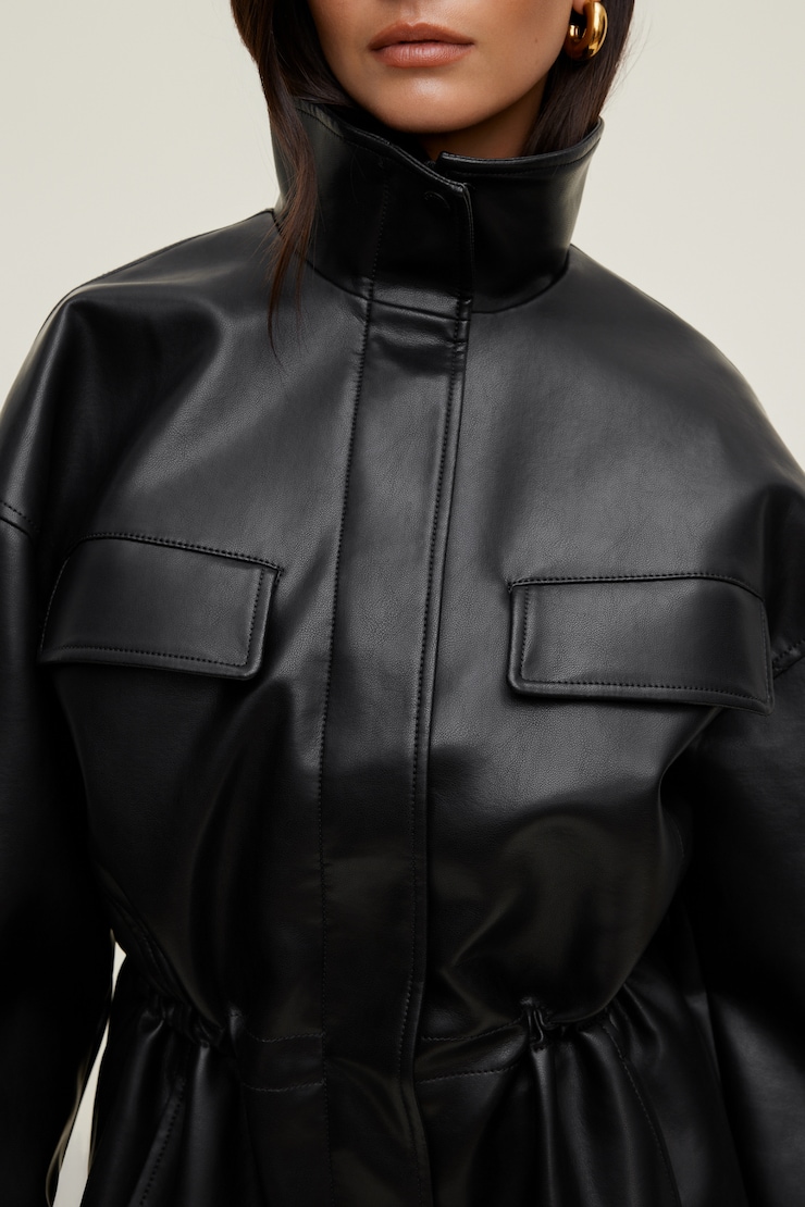 Cinched Faux Leather Jacket