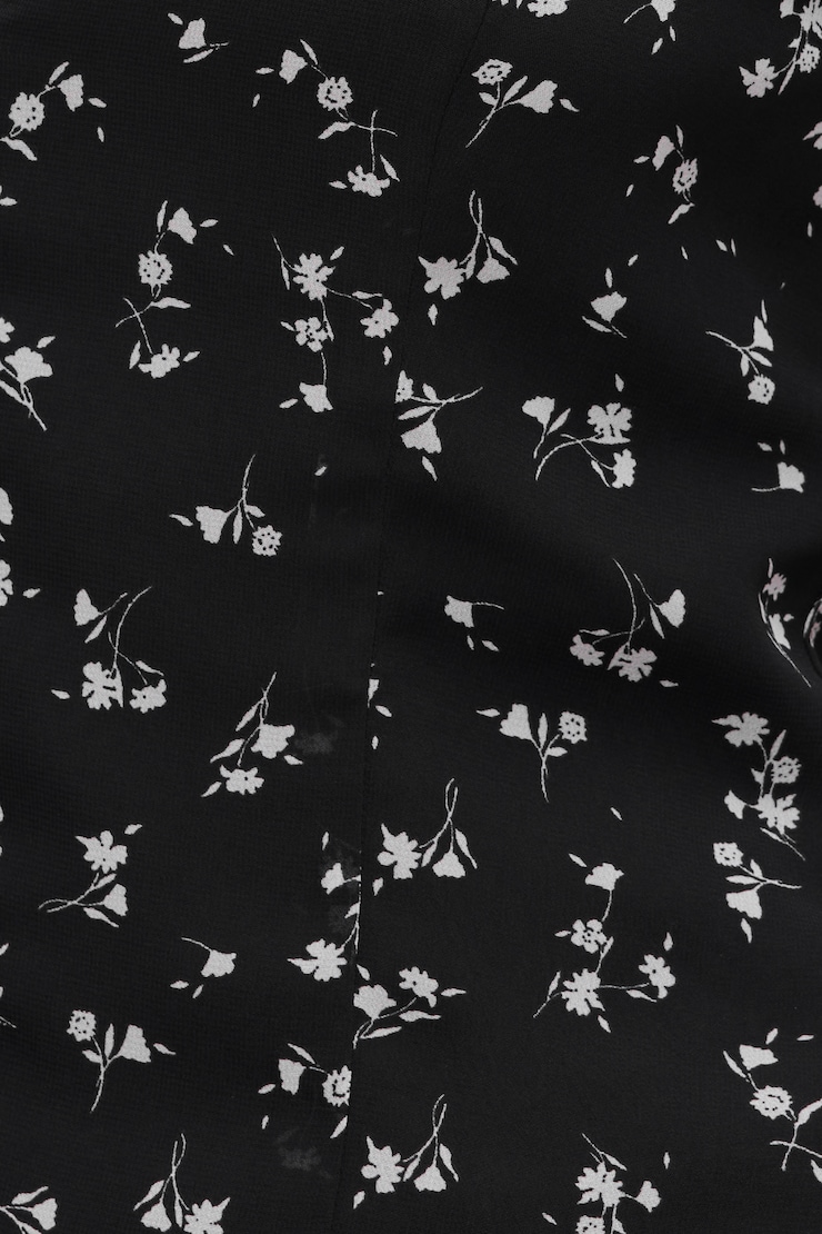 Blouse à manches à volants Noir à petites fleurs large