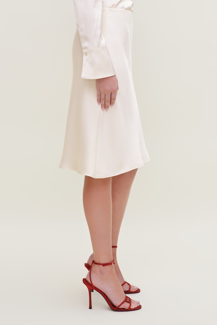 Esther Satin Midi Skirt Sea Salt Cream large