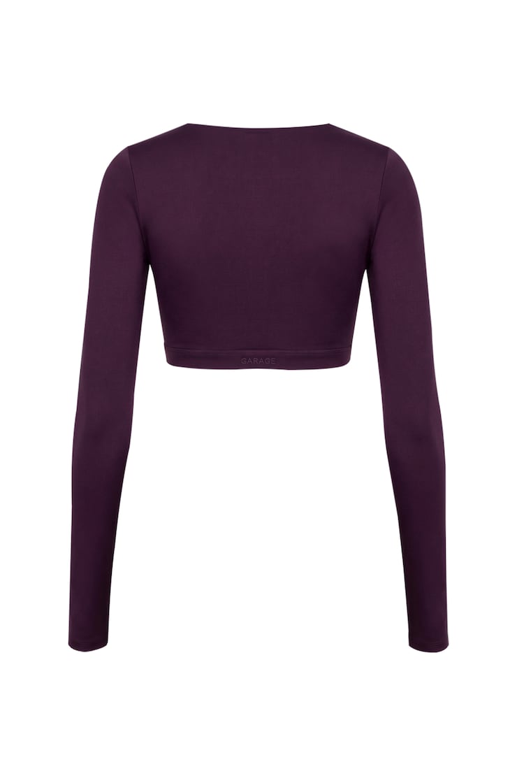Active Plunge Long Sleeve Top, Wild Berry Maroon, large