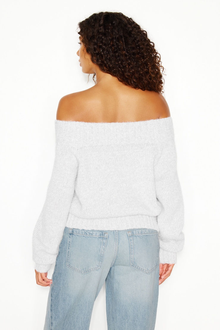 Undone Off Shoulder Sweater, Spring Grey Mix, large