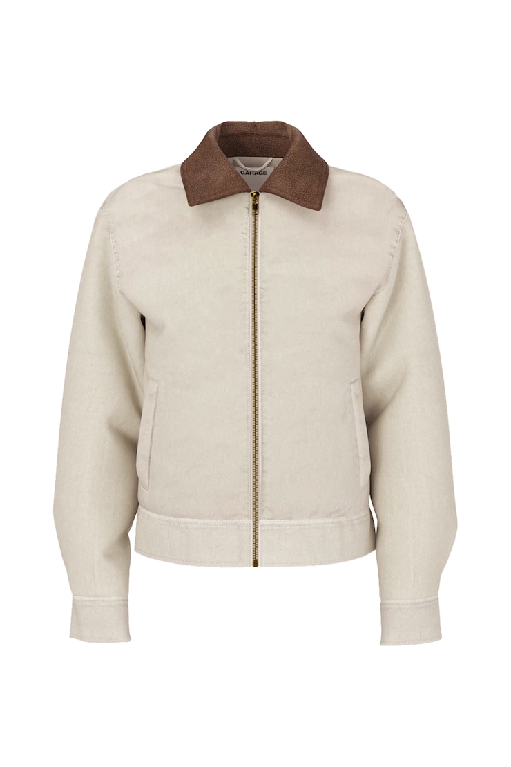 Twill Worker Jacket, Rainy Day Beige, large