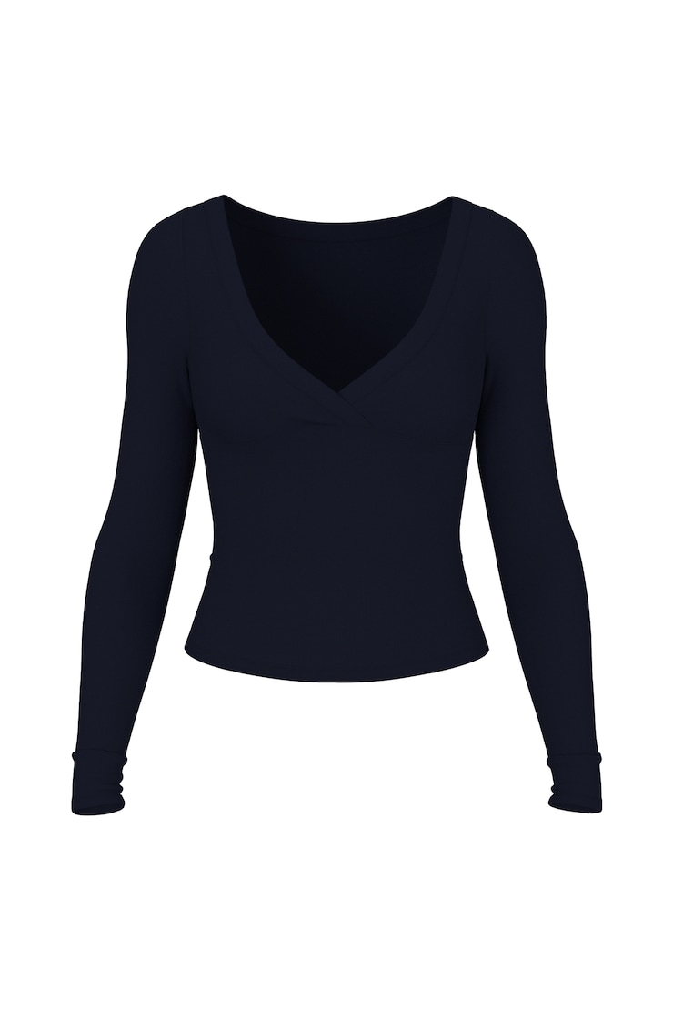 SnatchRib Crossover Longsleeve Top, Naughty Navy, large