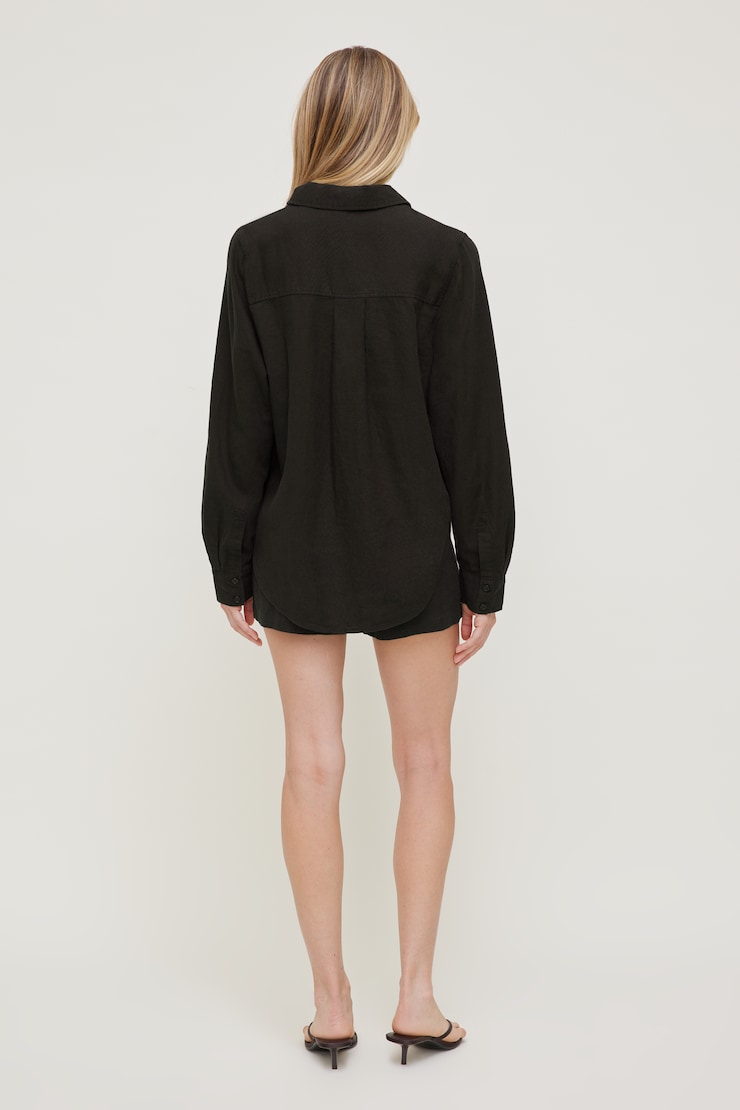 Isla Oversized Linen Shirt Chocolate Torte Brown large