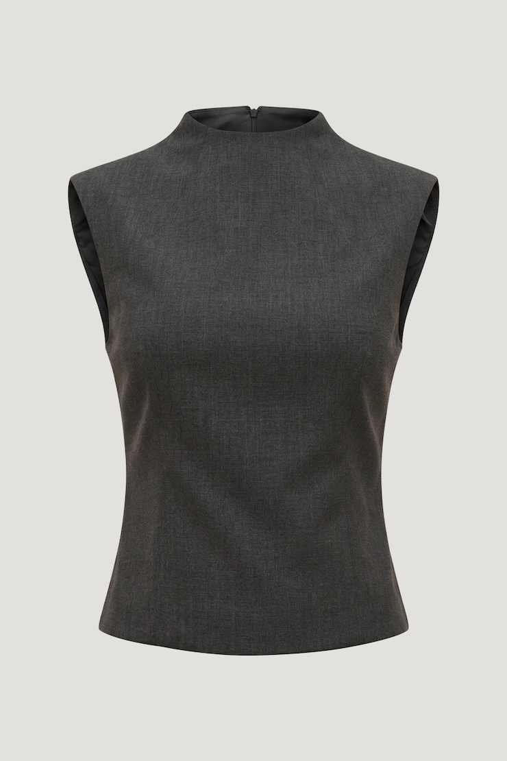 Mock Neck Top Anchor Grey Melange large