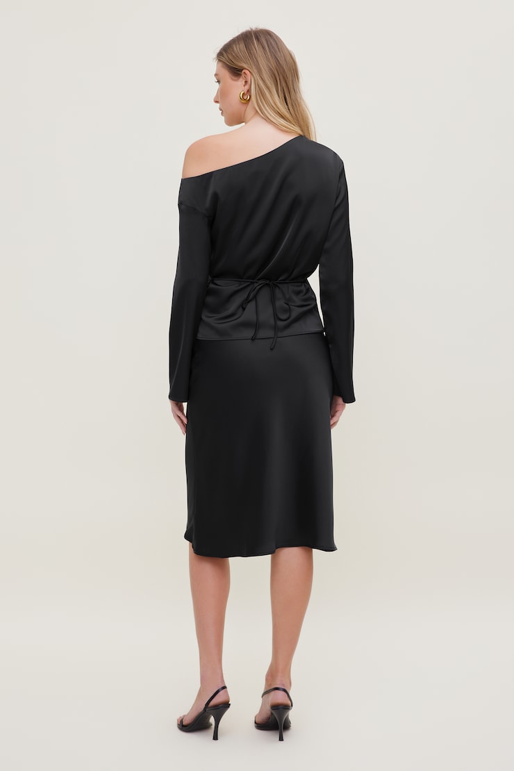 Alexa Satin Blouse Jet Black large