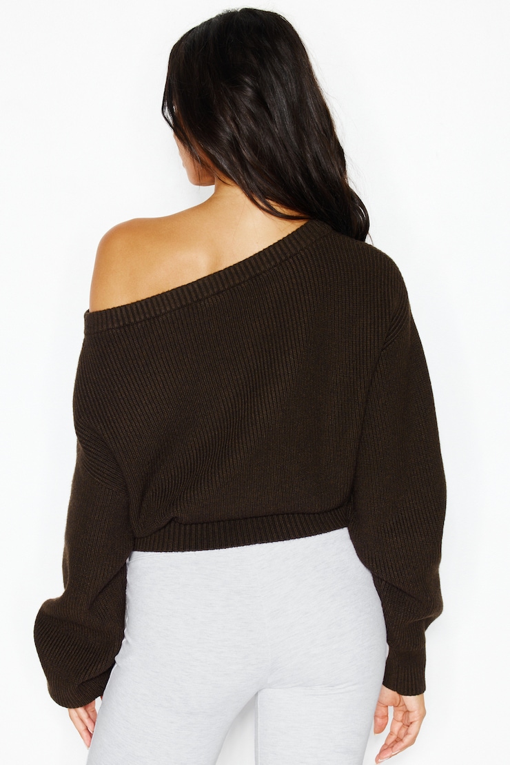 Day Off Asymmetric Sweater, Deep Brown, large