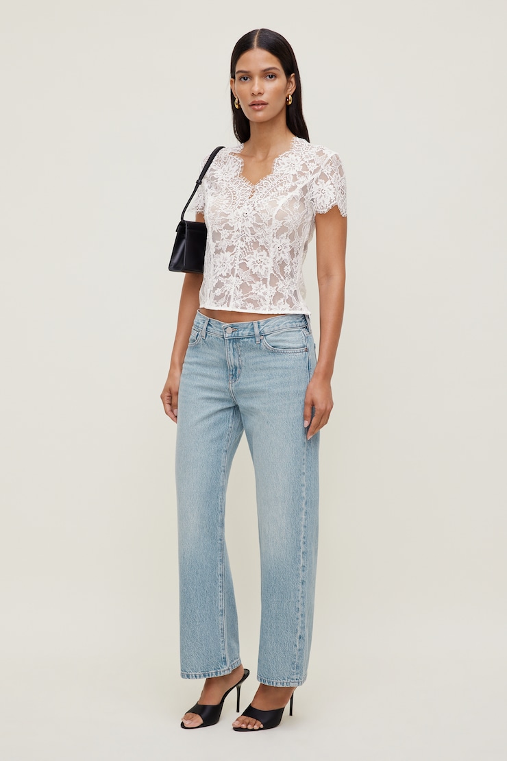 Lace Short Sleeve Blouse