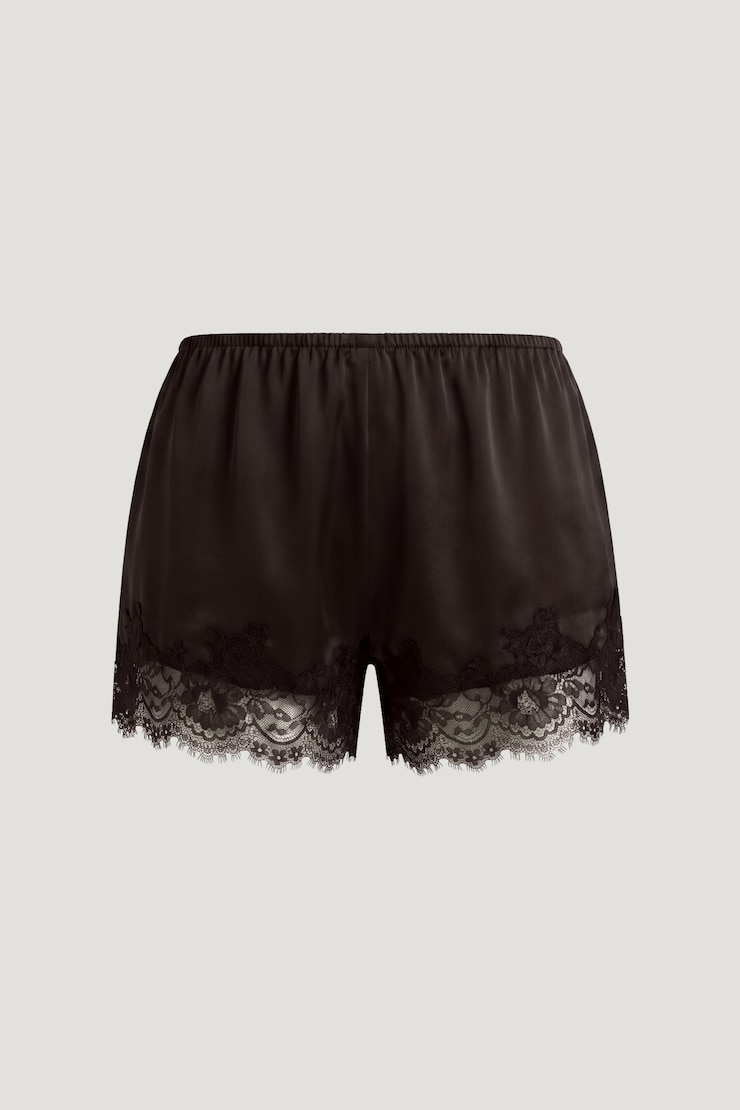 Lace Satin Shorts Java Brown large