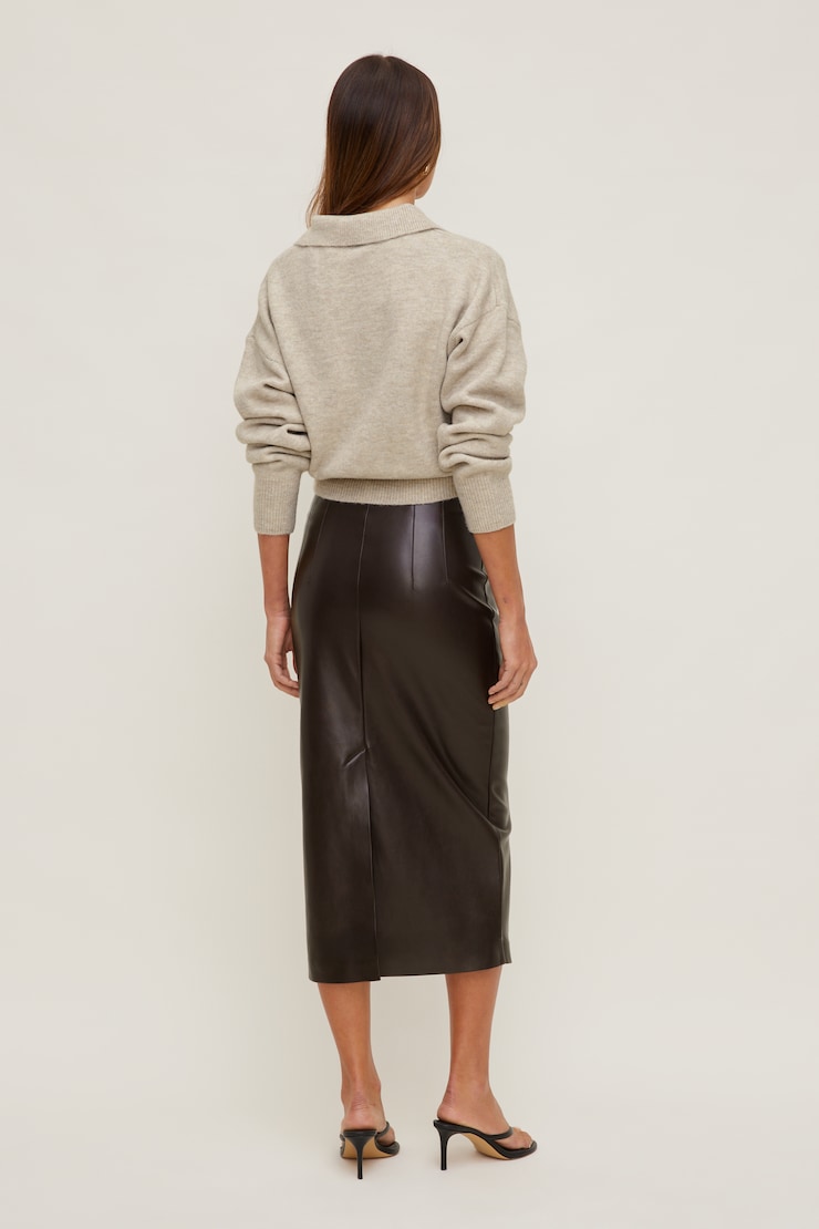 Shiloh Faux Leather Midi Skirt French Mole Brown large