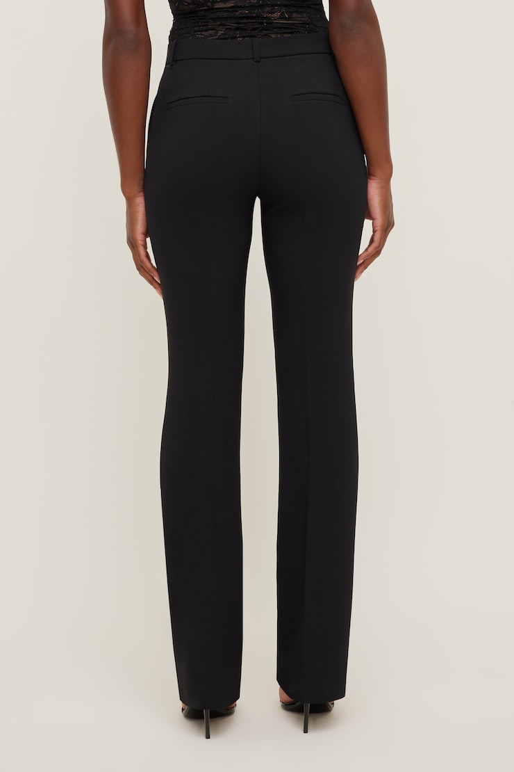 High Rise Slim Straight Leg Pants Jet Black large