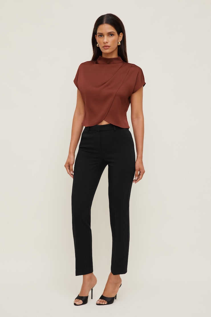 Ella Layered Satin Blouse Dark Paprika Burgundy large
