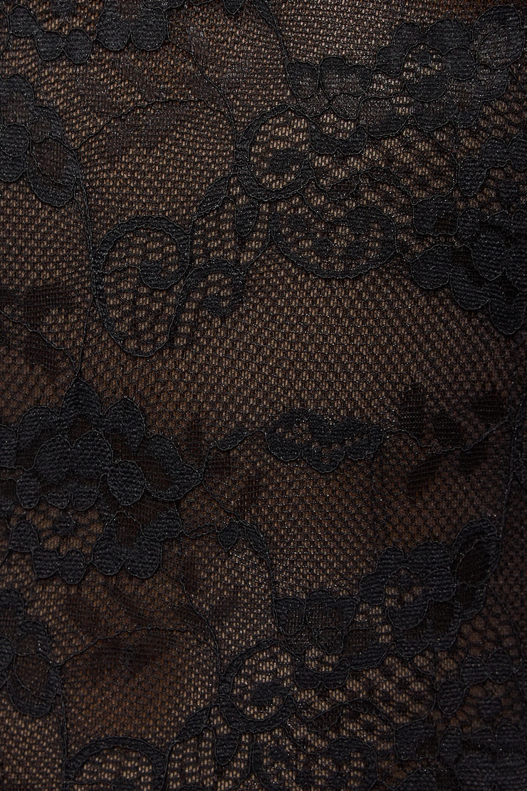 Halter Plunge Lace Top, Jet Black, large