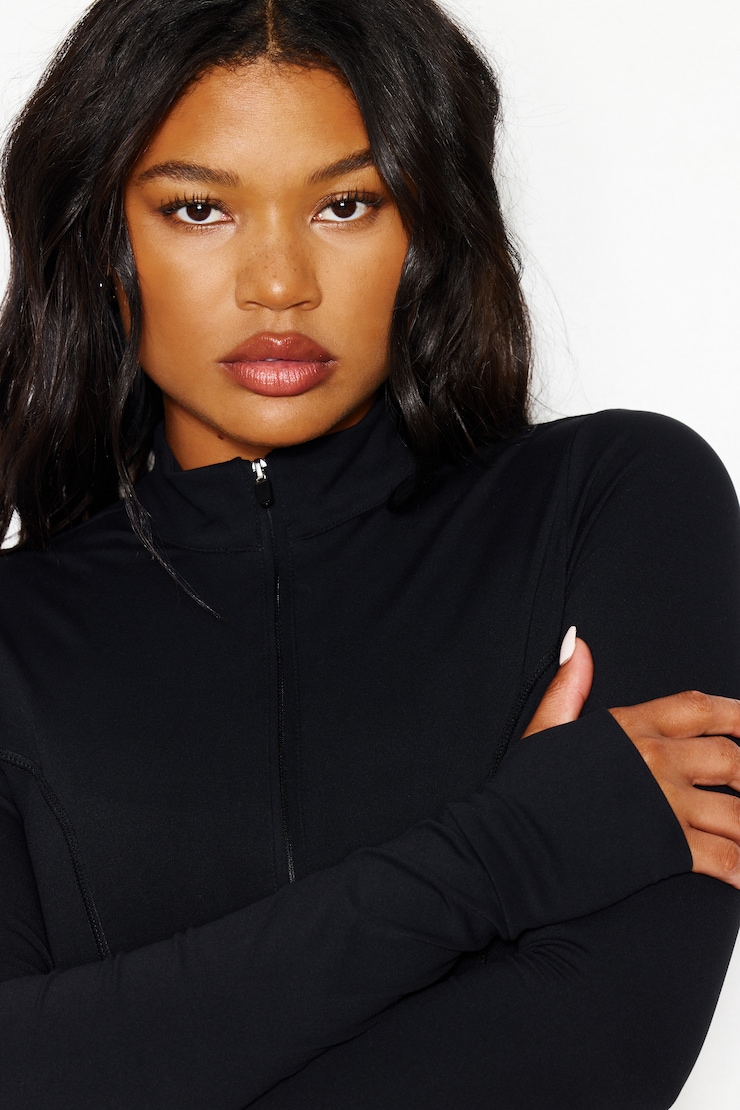 Active Zip Up Jacket, Jet Black, large