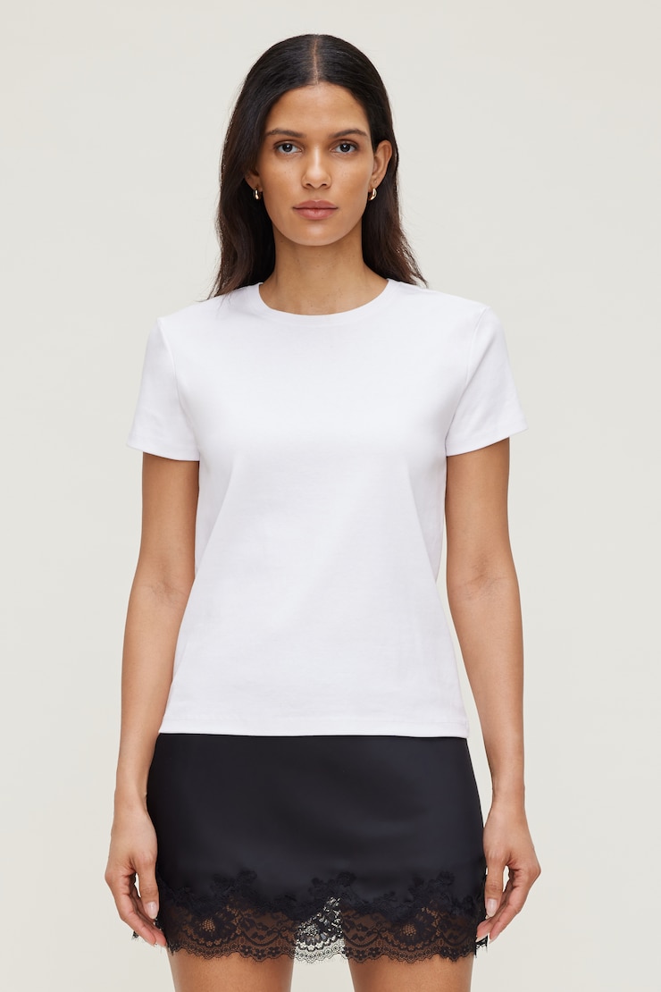 T-shirt ajusté en coton Emy Blanc éclatant large