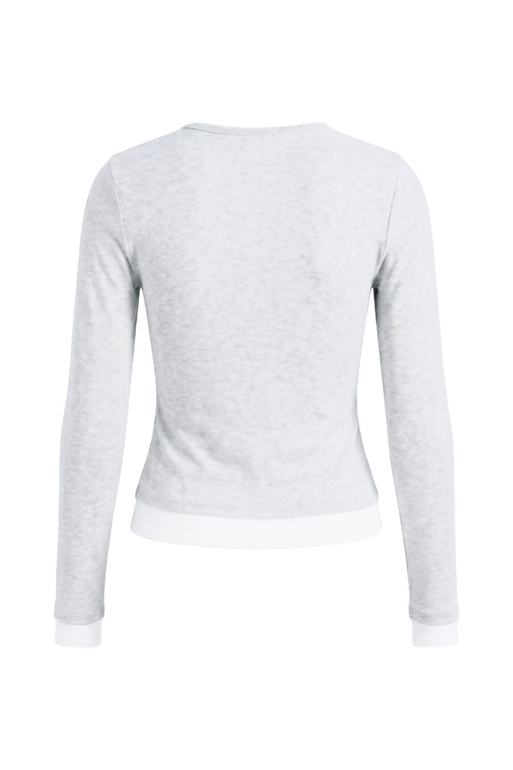 SnatchRib Double Layer Longsleeve Top, Spring Grey Mix/Bright White, large
