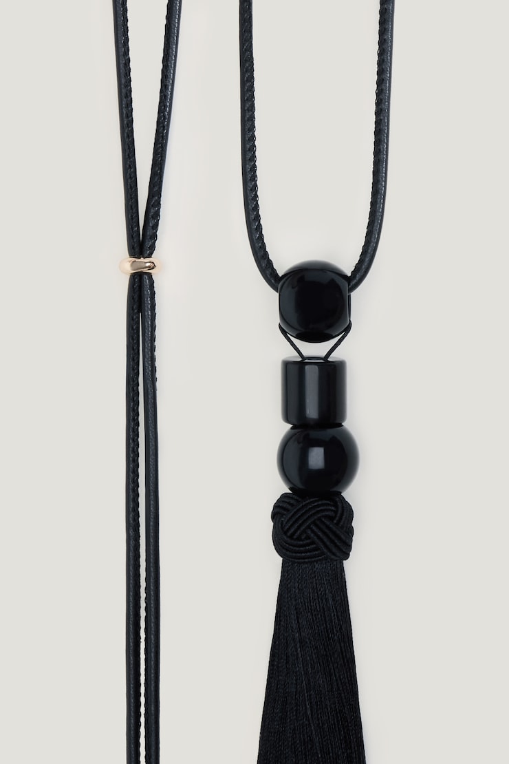 Long Fringe Necklace Jet Black large
