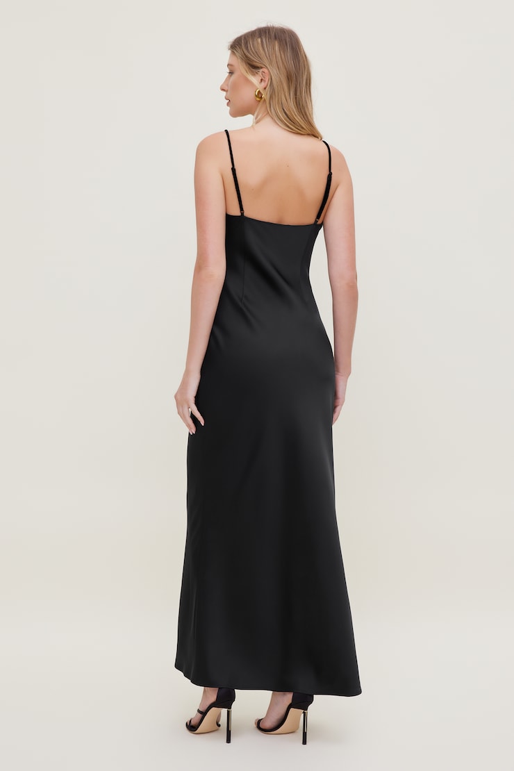 Lace Velvet Maxi Dress Jet Black large