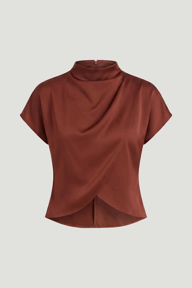 Ella Layered Satin Blouse Dark Paprika Burgundy large
