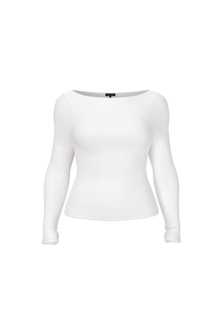 Nola Sculpt Long Sleeve Top Bright White large