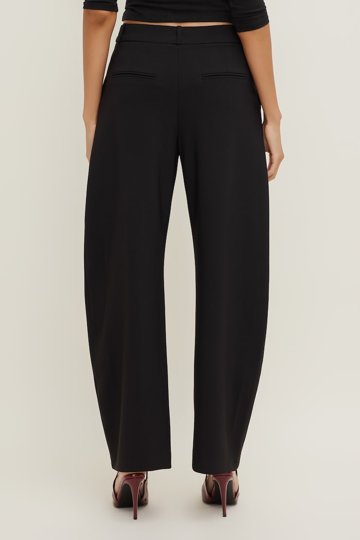 Pantalon à jambe ballon et taille mi-haute Andie Noir encre large